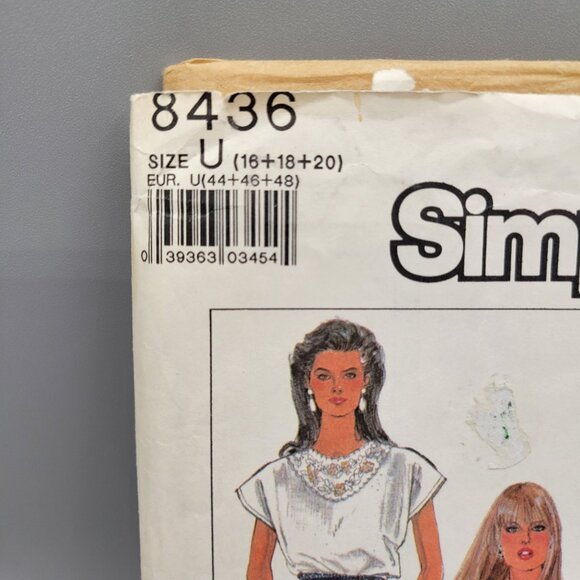 Simplicity 8436 Misses Tops Easy Pattern Size 16-18-20 Overlock Serger - Picture 2 of 5